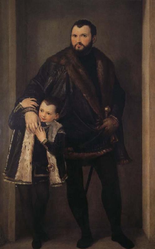 Paolo  Veronese Reaches the Pohl to hold with his son Yadeliyanuo portrait